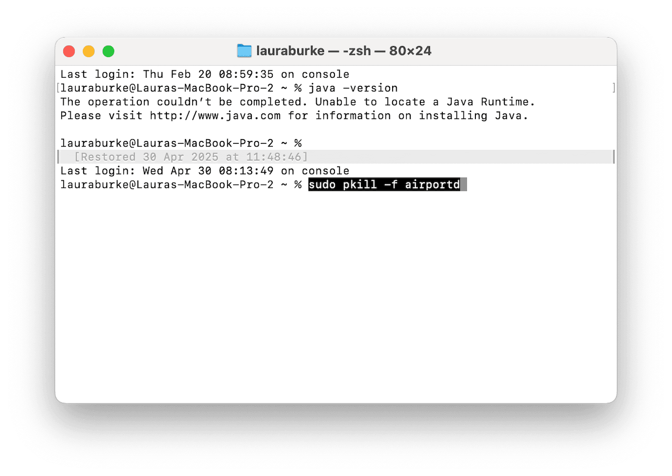 Use Terminal to restart the Wi-Fi daemon
